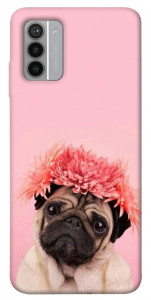Чехол Мопс с цветами для Nokia G42