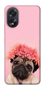 Чохол Мопс із квітами для Oppo A18