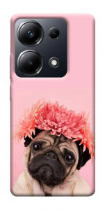 Чохол Мопс із квітами для Xiaomi Poco M6