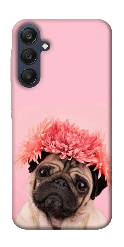 Чехол Мопс с цветами для Galaxy A25 5G