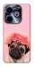 Чохол Мопс із квітами для Infinix Hot 40i