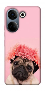 Чохол Мопс із квітами для TECNO Camon 20 Pro (CK7n)