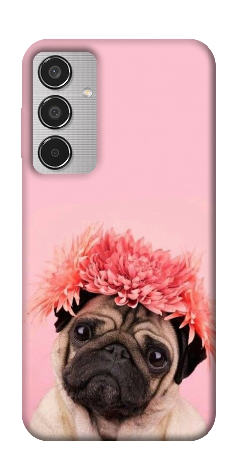 Чохол Мопс із квітами для Galaxy M35 5G