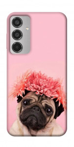 Чохол Мопс із квітами для Galaxy M35 5G