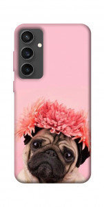 Чохол Мопс із квітами для Galaxy S24 FE