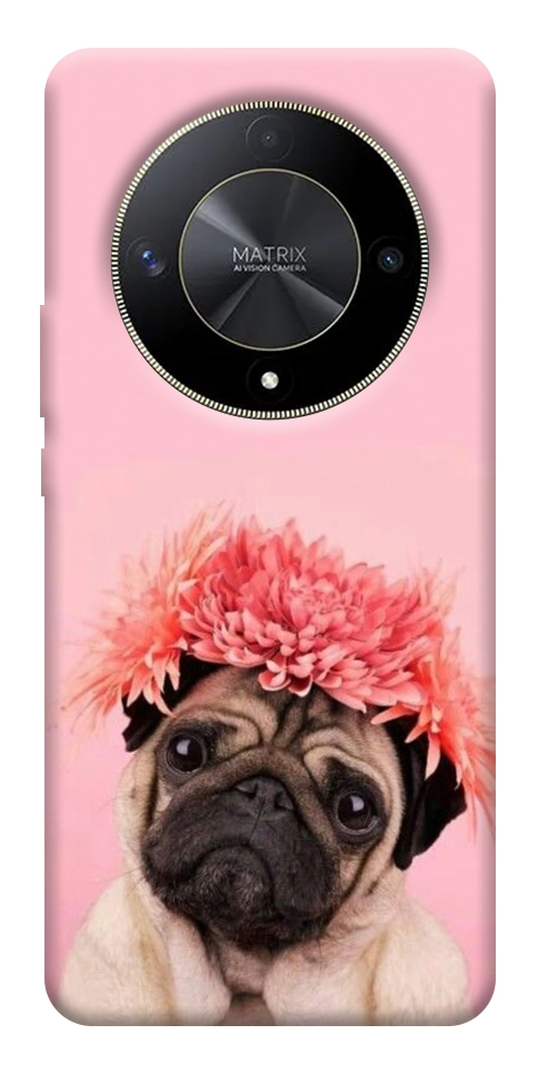 Чехол Мопс с цветами для Huawei Magic6 Lite