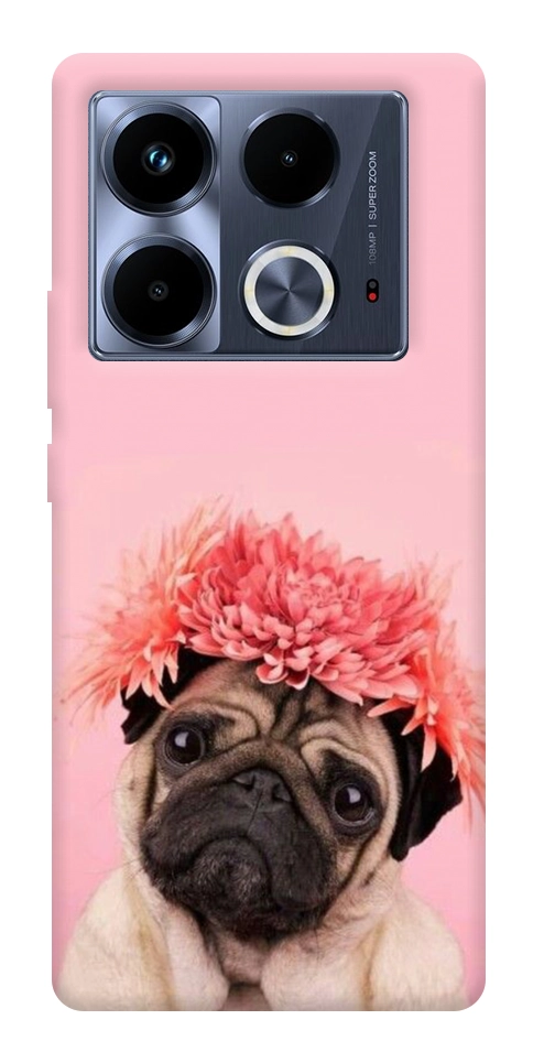 Чехол Мопс с цветами для Infinix Note 40 4G