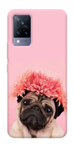 Чехол Мопс с цветами для Vivo V21