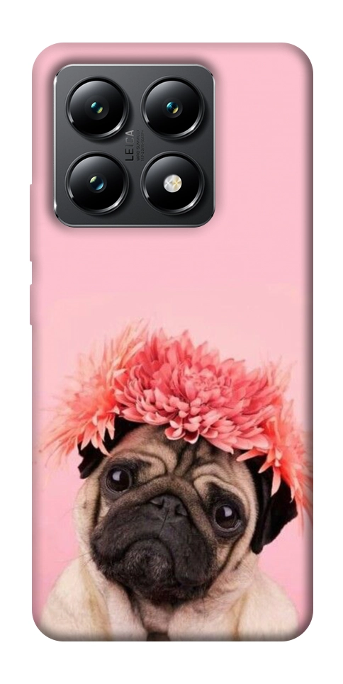 Чехол Мопс с цветами для Xiaomi 14T