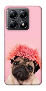 Чохол Мопс із квітами для Xiaomi 14T
