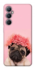 Чохол Мопс із квітами для Realme C65 4G