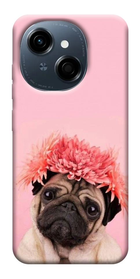 Чохол Мопс із квітами для TECNO Spark Go 1 (KL4)