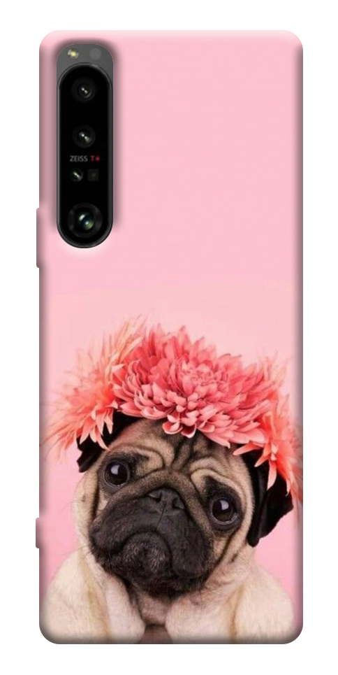 Чохол Мопс із квітами для Sony Xperia 1 IV