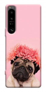 Чохол Мопс із квітами для Sony Xperia 1 IV