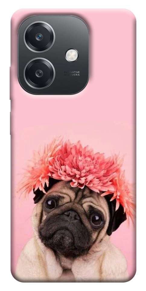 Чохол Мопс із квітами для Oppo A40m