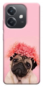 Чохол Мопс із квітами для Oppo A40m