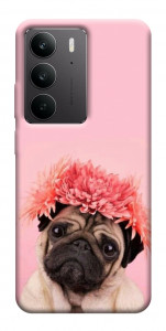 Чехол Мопс с цветами для Realme C75