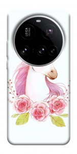 Чехол Единорог с цветами для Xiaomi 15 Ultra