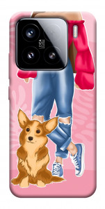 Чохол Girl and corgi для Xiaomi 15