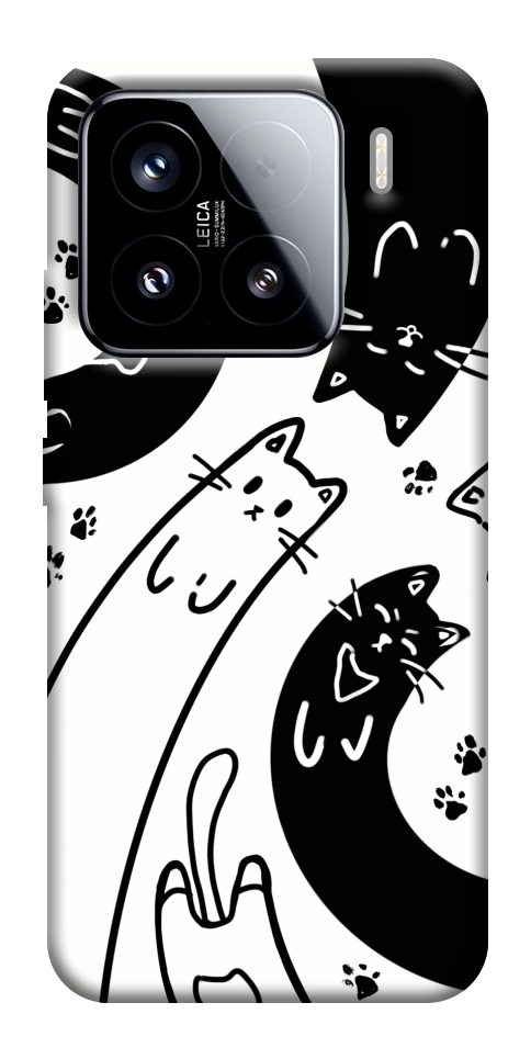 Чехол Черно-белые коты для Xiaomi 15
