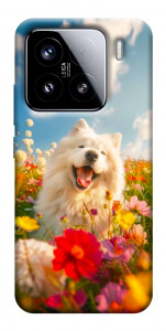 Чехол Happy dog in flowers для Xiaomi 15