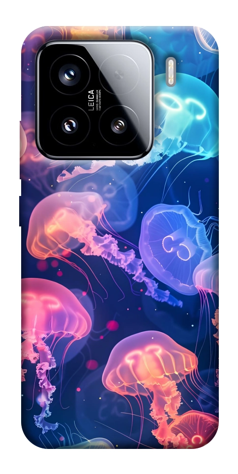 Чехол Neon jellyfishes для Xiaomi 15