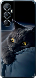 Чехол для Realme C65 4G Дымчатый кот (Серый)