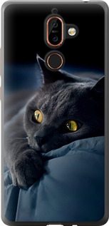 Чохол для Nokia 7 Plus Димчастий кіт (Сірий)
