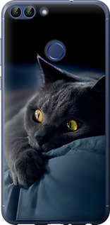 Чехол для Huawei P Smart Дымчатый кот (Серый)