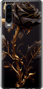 Чехол для Huawei P30 Роза 3 (Черный)