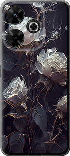 Чохол для Xiaomi Poco M6 4G Рози 2 (Чорний)