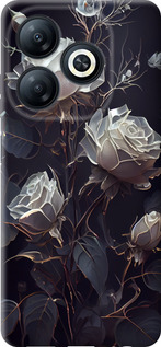 Чехол для Tecno Spark 20 Рози 2 (Чорний)