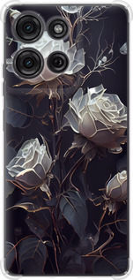 Чохол для Motorola Moto G75 5G Рози 2 (Чорний)