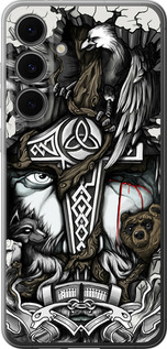 Чехол для Samsung Galaxy S24 FE Тату Викинг (Серый)