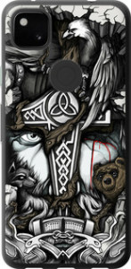 Чохол для Google Pixel 4A Тату Вікінг (Сірий)
