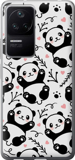 Чехол для Xiaomi Poco F4 Панды (Белый)