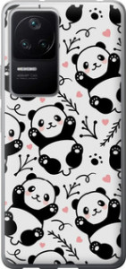 Чехол для Xiaomi Poco F4 Панды (Белый)
