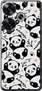 Чехол для Xiaomi Poco F6 Панды (Белый)