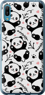 Чехол для Huawei Y6 2019 Панды (Белый)