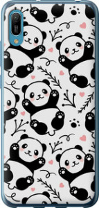 Чехол для Huawei Y6 2019 Панды (Белый)