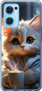 Чехол для Oppo Reno7 5G White cat