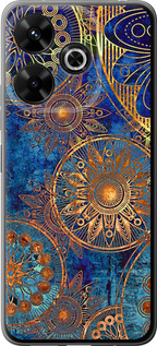Чехол для Xiaomi Redmi 13 4G Золотий узор (Синий)