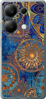 Чехол для Xiaomi Poco M6 Pro Золотой узор (Синий)