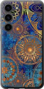 Чехол для Samsung Galaxy S23 Золотой узор (Синий)