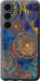 Чехол для Samsung Galaxy S23 Золотой узор (Синий)