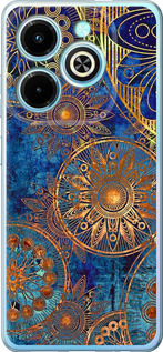 Чехол для Infinix Hot 40i Золотой узор (Синий)