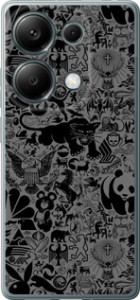 Чехол для Xiaomi Poco M6 Pro Чёрно-серый стикер бомбинг (Серый)