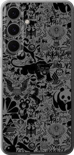 Чохол для Samsung Galaxy S24 FE Чорно-сірий стикер бомбинг (Сірий)