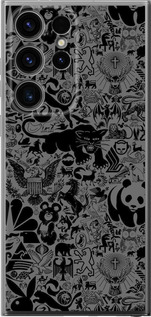 Чохол для Samsung Galaxy S24 Ultra Чорно-сірий стикер бомбінг (Сірий)