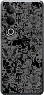 Чехол для OnePlus ACE 3V Чёрно-серый стикер бомбинг (Серый)